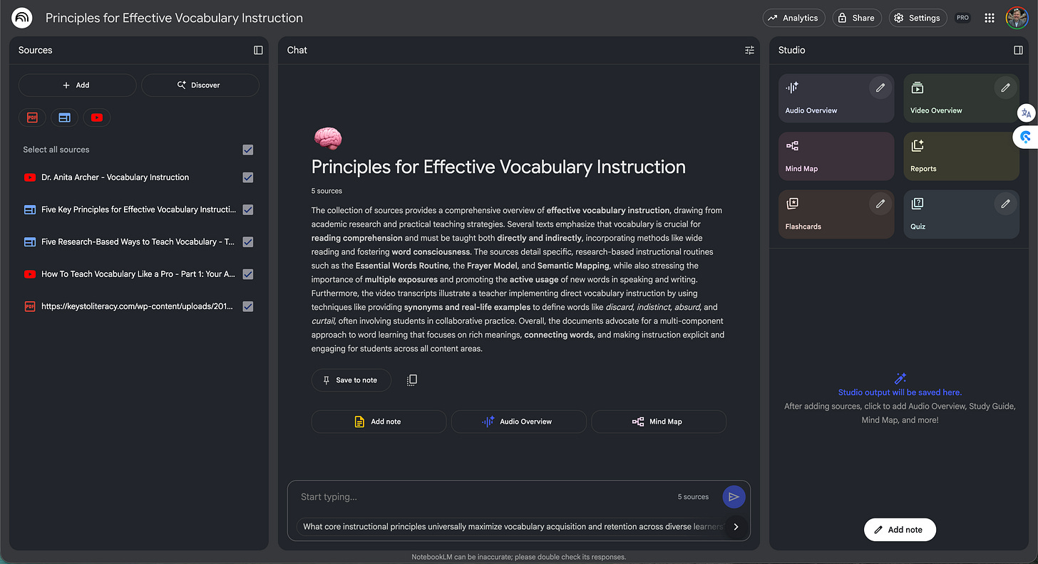 The interface of the NotebookLM main page, described in detailed in the post text.