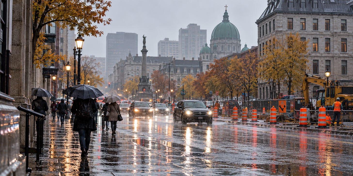 Montréal sous la pluie, le Canada face à de nouveaux choix Montréal sous la pluie, le Canada face à de nouveaux choix