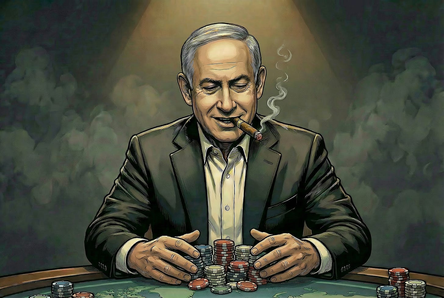 Benjamin Netanyahu collecting his poker winnings