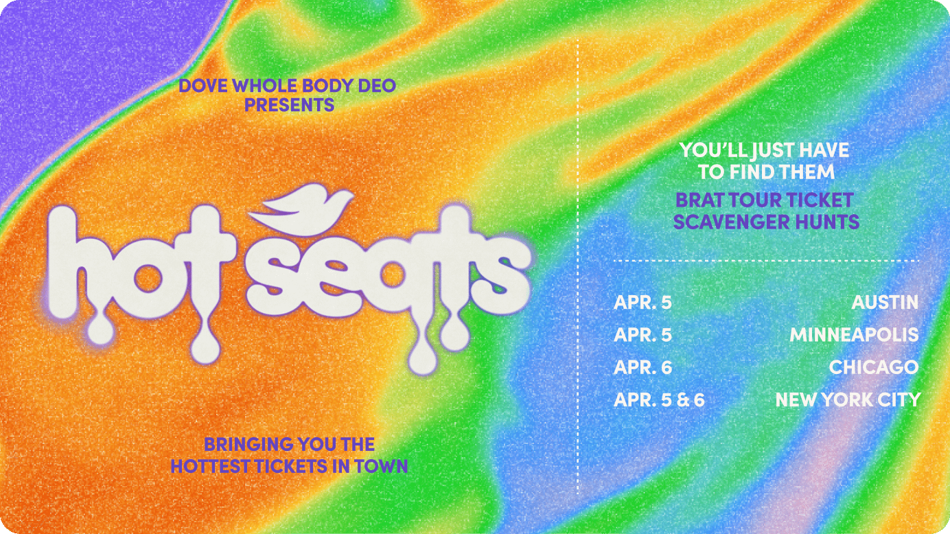r/DoveHotSeats - Go on a scavenger hunt for free upcoming BRAT tour tickets in Austin, Minneapolis, Chicago and New York THIS WEEKEND. Clues for each ticket location will drop here Saturday and Sunday in two waves, starting at 9 am CT/ET.