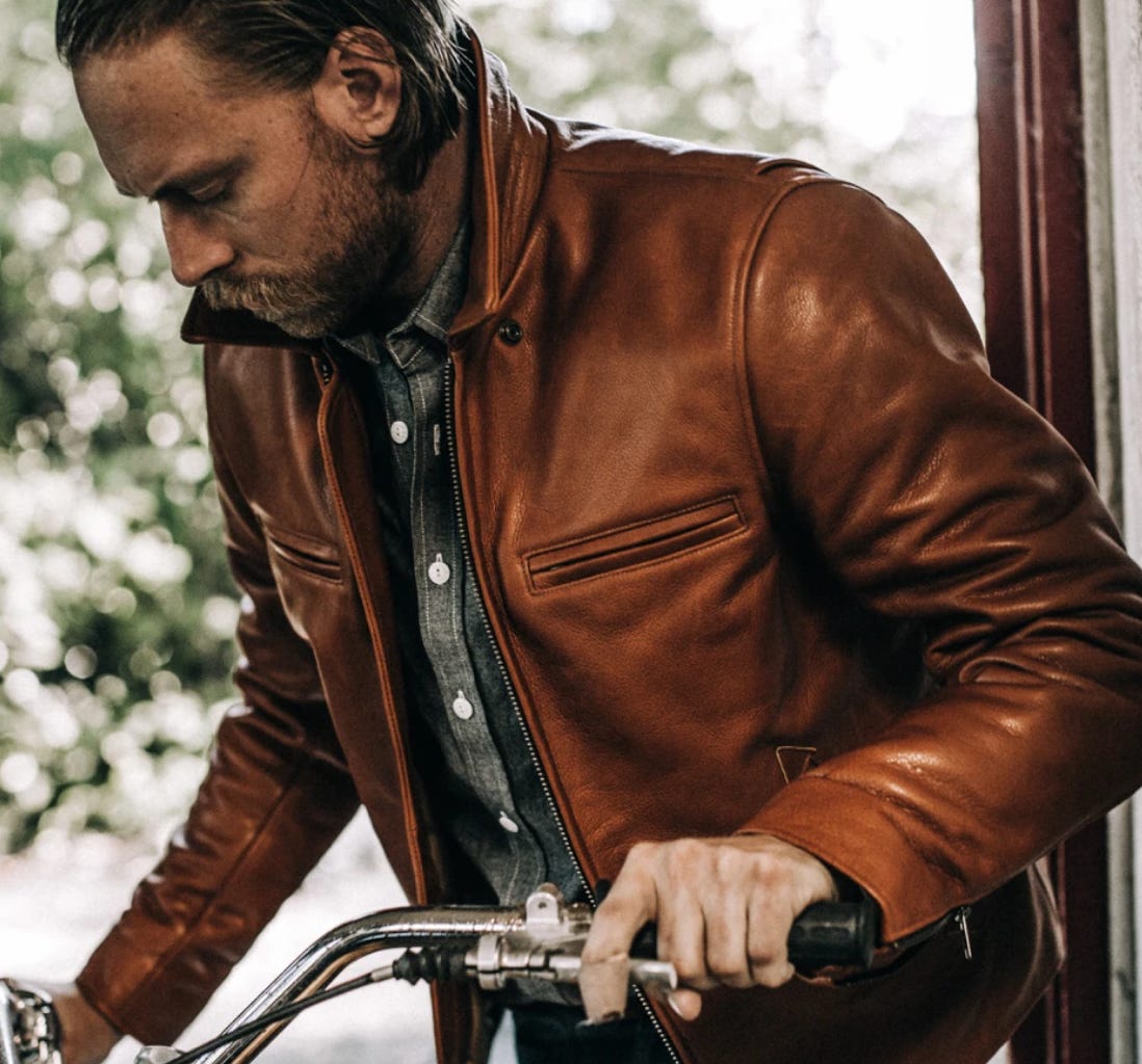 the taylor stitch moto jacket in whiskey steerhide colorway the taylor stitch moto jacket in whiskey steerhide colorway