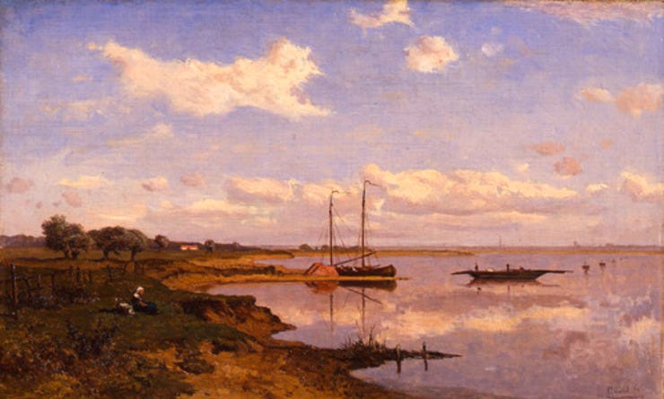 'Het Drielse veer' 1863 - olieverf op doek: Constant Gabriël 