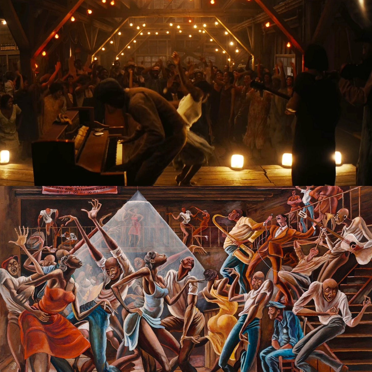 Horror🩸Collective on X: "Sinners (2025) | The Sugar Shack by Ernie Barnes  (1976) 🖼️ https://t.co/jiKx0lygh6" / X