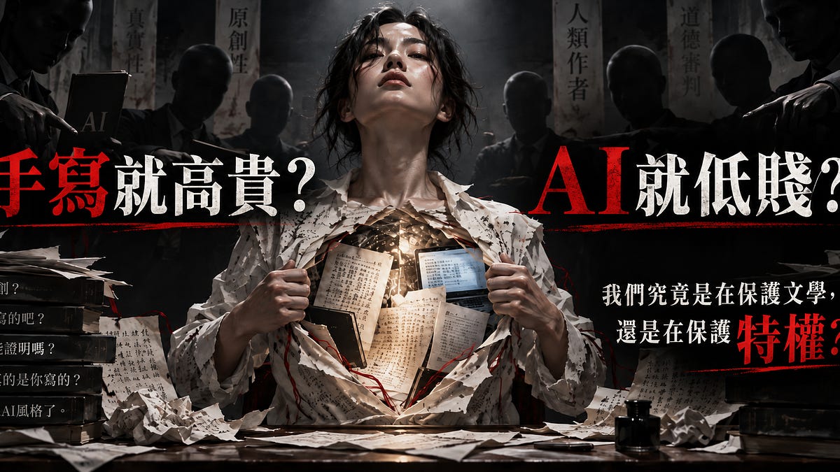 手寫就高貴,AI就低賤?我們究竟是在保護文學,還是在保護特權?