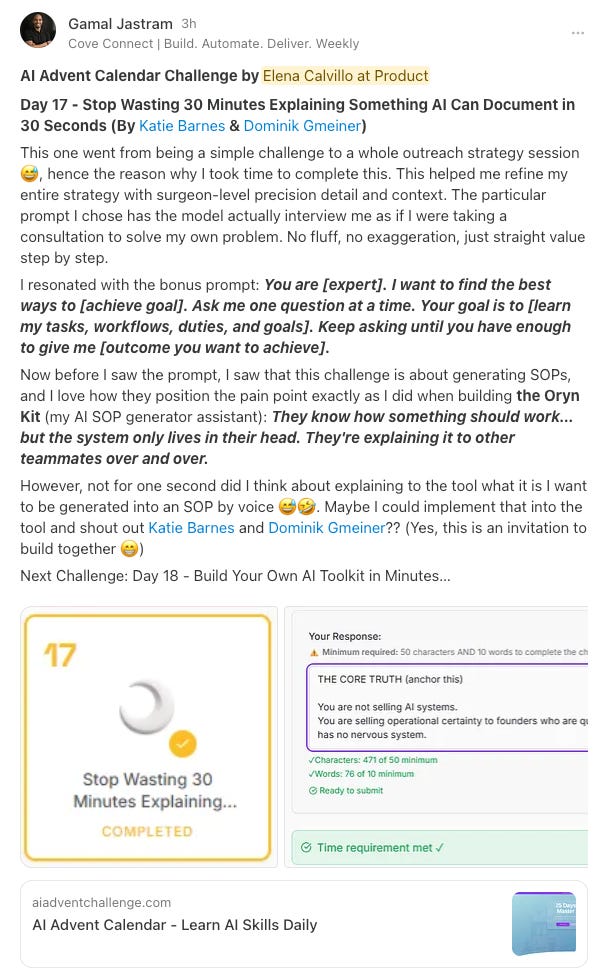More participant feedback