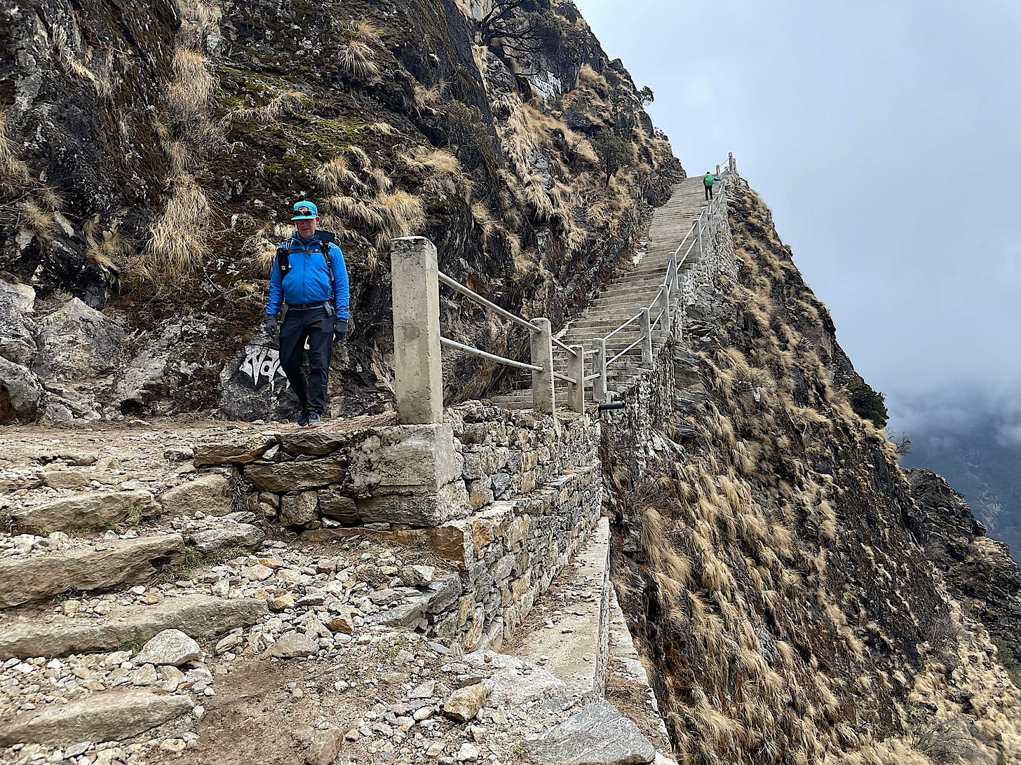 After a series of staircases down, we met up with our old trail.
