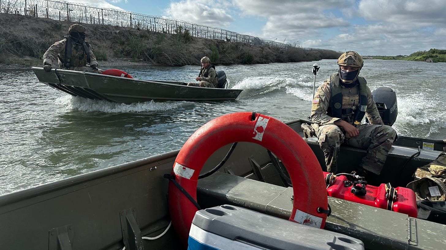 Texas National Guard river Patrol on Rio Grande