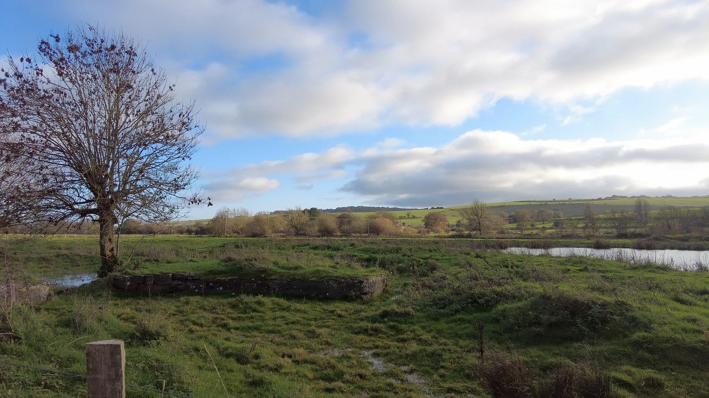 Former meadow water management system at Langford Lakes, Wiltshire. Image: Roland's Travels