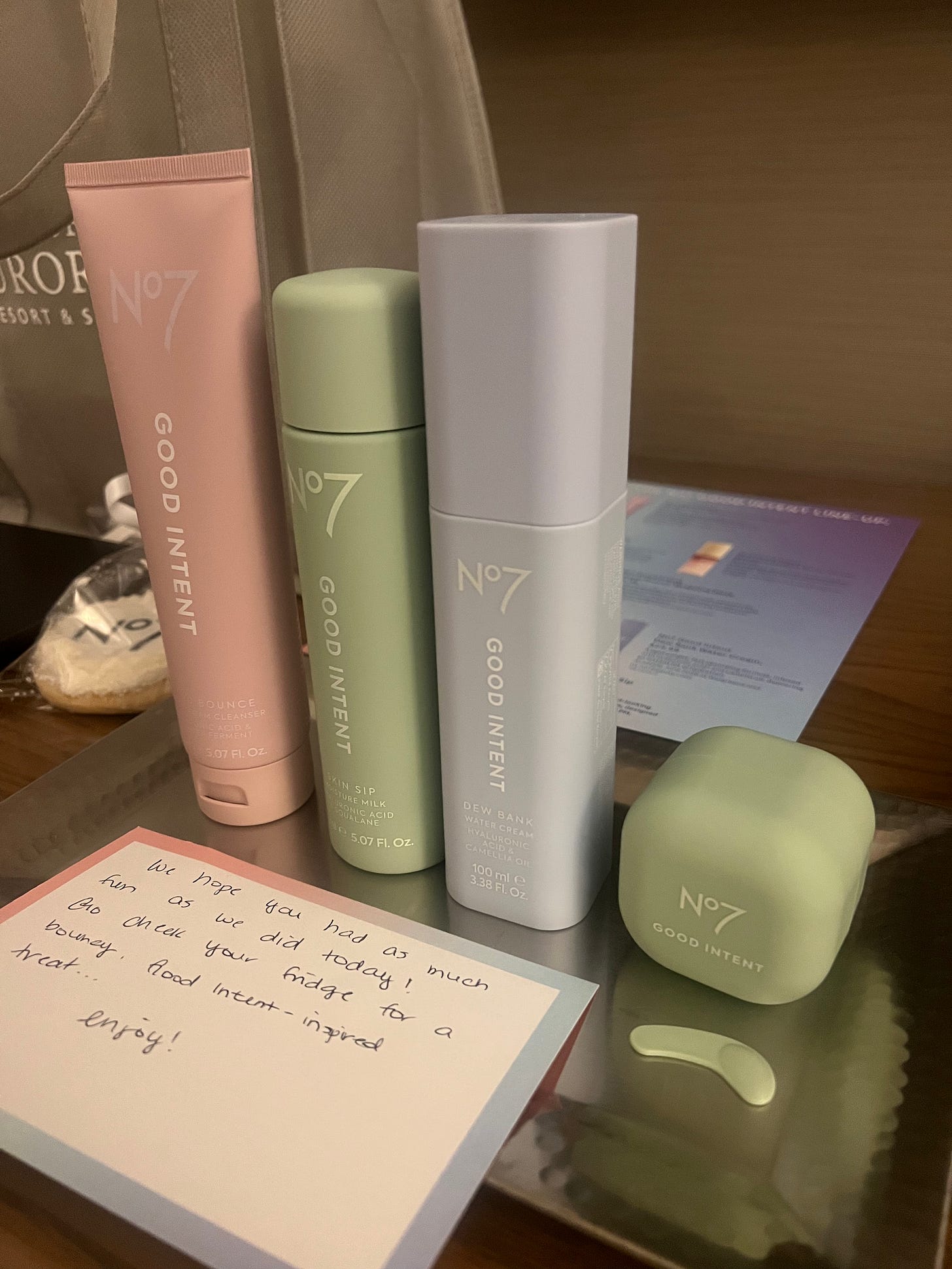 No7 Good Intent skincare collection on display at The Inns of Aurora. No7 Good Intent skincare collection on display at The Inns of Aurora.