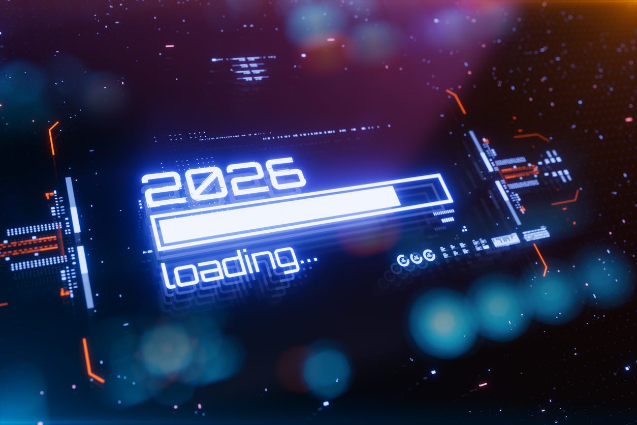 New 2026 year progress bar on digital lcd display with reflection. New 2026 year progress bar on digital lcd display with reflection.