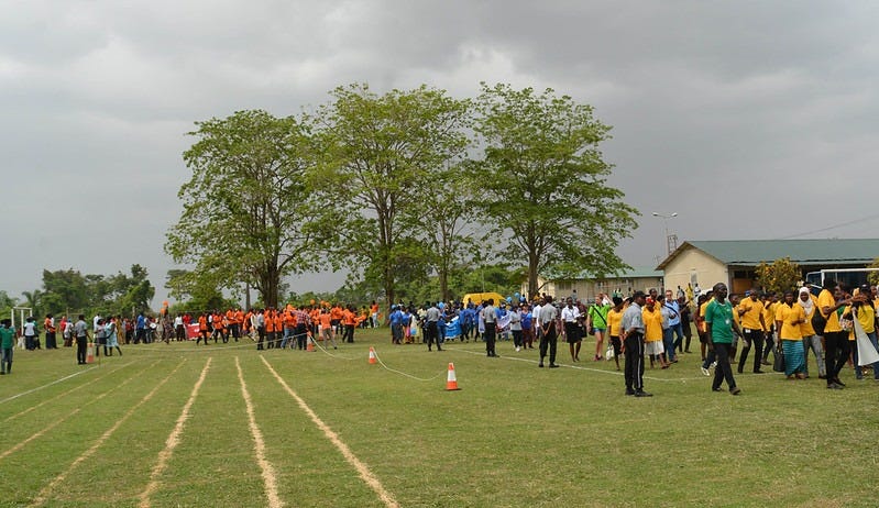 IITA starts Sportfests in grand style with opening ceremony which include teams parade with their beautiful colour T-shirts, team demostration, football match and lots more. Photo by IITA. IITA starts Sportfests in grand style with opening ceremony which include teams parade with their beautiful colour T-shirts, team demostration, football match and lots more. Photo by IITA.