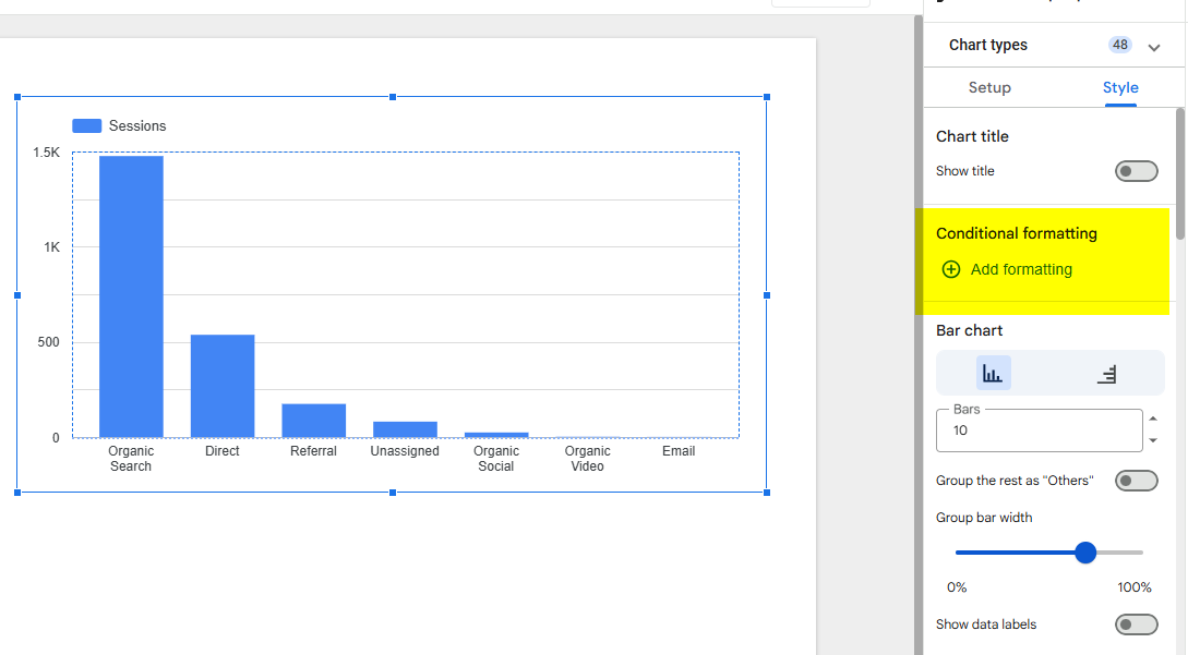 looker studio bible How to color bars in a bar chart using conditionnal formatting in Looker Studio looker studio bible How to color bars in a bar chart using conditionnal formatting in Looker Studio