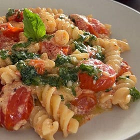 Tomato Ricotta Pasta with Basil Parmesan Oil