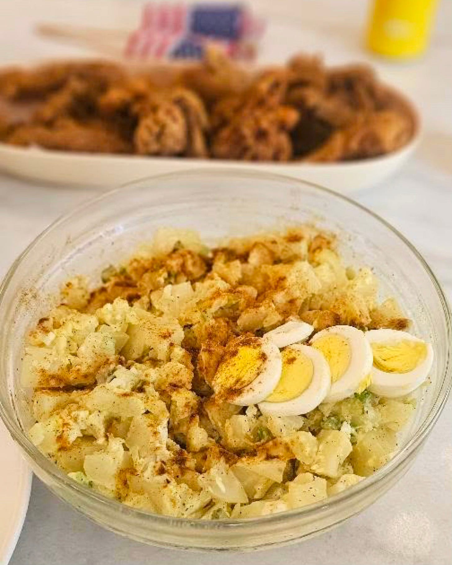 Black folks potato salad with eggs and seasoning, illustrating authentic Southern soul food recipes shaped by family tradition and cultural storytelling