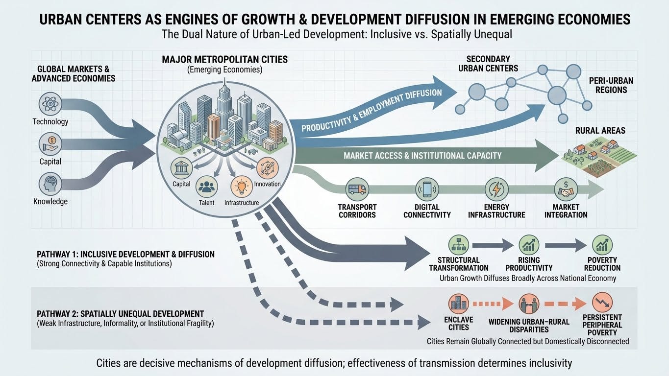 Development Diffusion and Urban Growth Engines in the 21st Century
