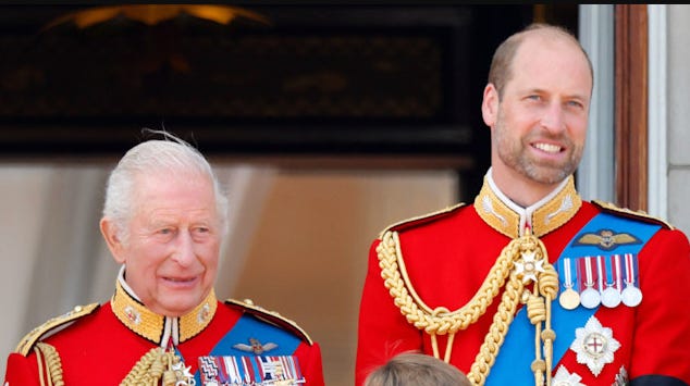 King Charles smiling next to Prince William King Charles smiling next to Prince William
