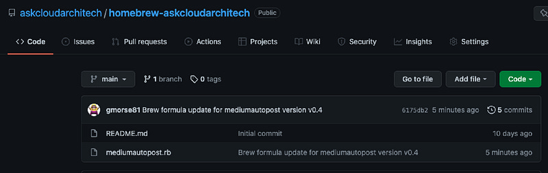 Homebrew Tap repo