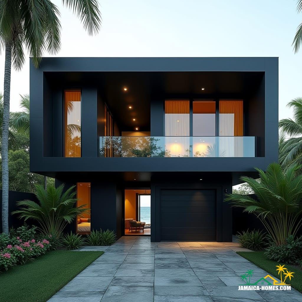A striking modern black Caribbean cottage in Jamaica