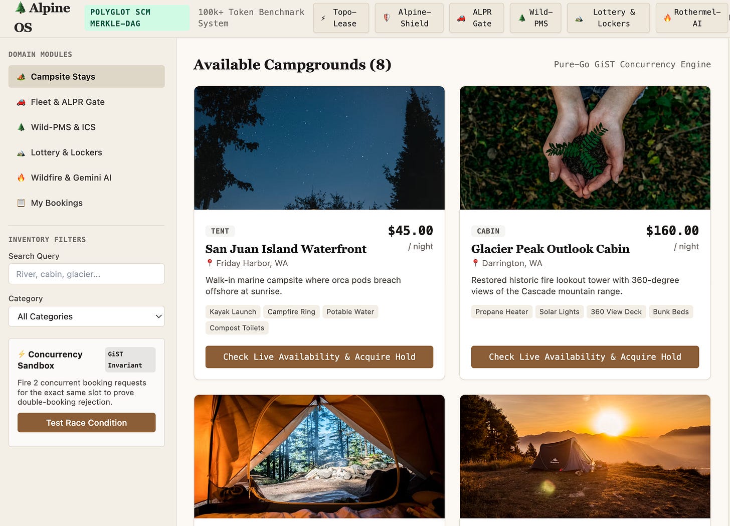 The sample camping app for cosm