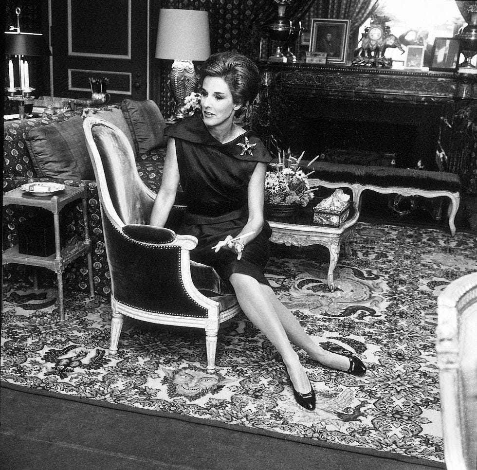 (Above) Babe and Bill Paley in New York City, (Below) Babe seated in her apartment housed within the St. Regis in New York City (Above) Babe and Bill Paley in New York City, (Below) Babe seated in her apartment housed within the St. Regis in New York City
