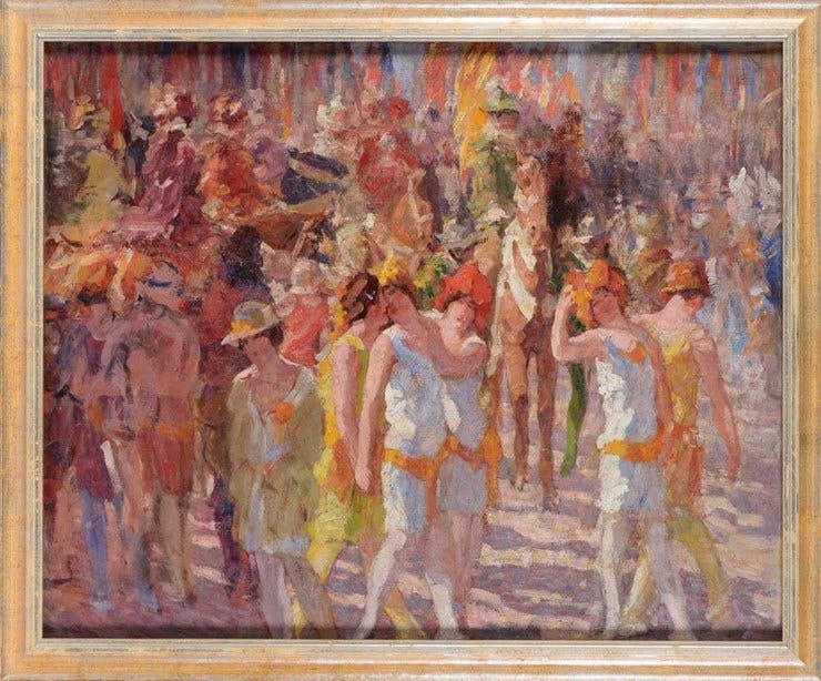 'Koninginnedag' - olieverf op doek: Willem Vaarzon Morel (lotnr 1025 Zeeuws Veilinghuis)