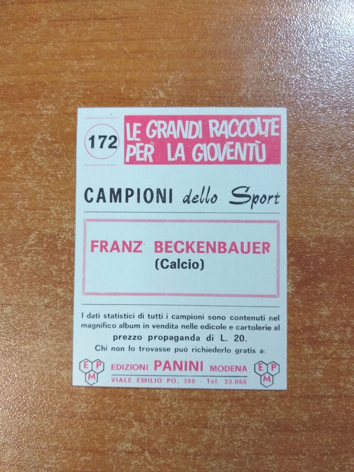 BECKENBAUER Footballers Figurine N.172 Ed. PANINI Campioni dello Sport 1966 orig.  - Photo 2 of 2