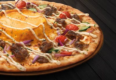 Domino's Singapore's Sha-Wah-ma Beef Cheese Volcano Pizza.