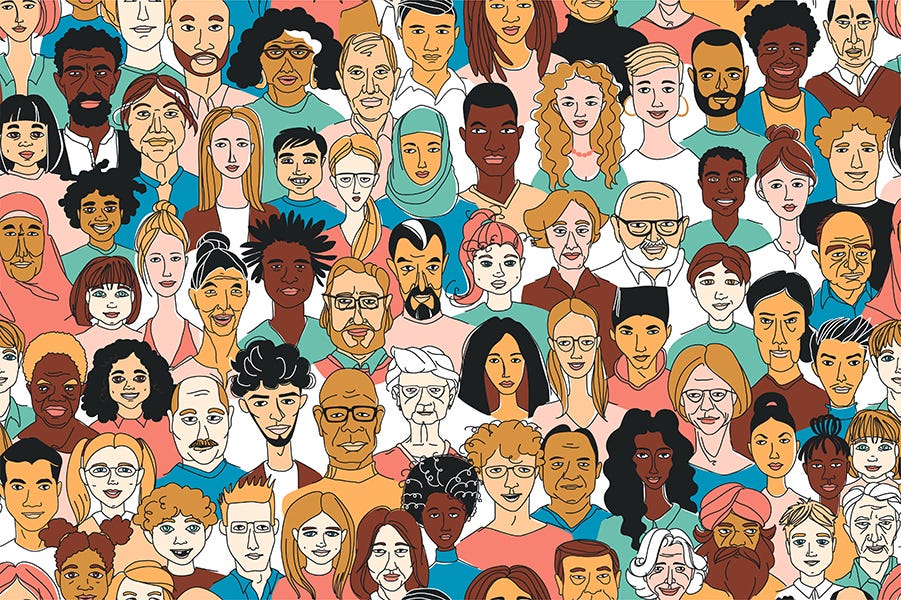 Sketch of people of diverse gender, age, ethnicity, and abilities Sketch of people of diverse gender, age, ethnicity, and abilities