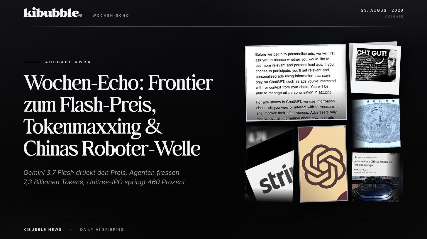 Wochen-Echo: Frontier zum Flash-Preis, Tokenmaxxing & Chinas Roboter-Welle