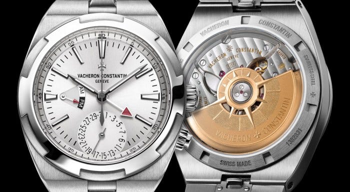 Vacheron created a new in-house movement for the Overseas Dual Time. Vacheron created a new in-house movement for the Overseas Dual Time.