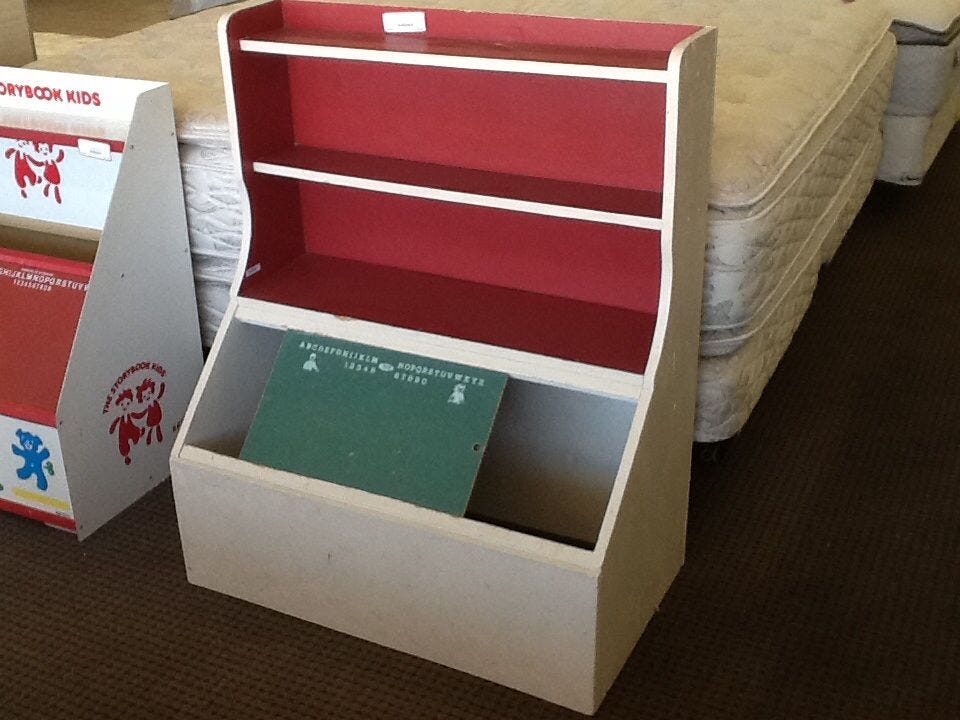 Kids bookshelf with chalk board