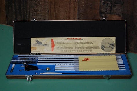 Photos of Leroy Lettering mechanical lettering sets