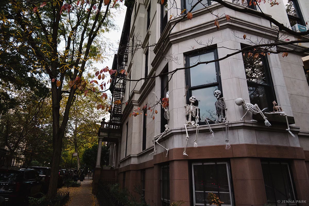 skeletons on window sills