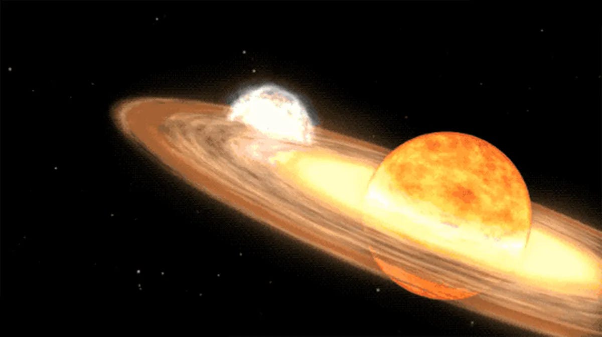 Artist's impression showing the brightening of the T Coronae Borealis nova. Credit: NASA/Conceptual Image Lab/Goddard Space Flight Center Artist's impression showing the brightening of the T Coronae Borealis nova. Credit: NASA/Conceptual Image Lab/Goddard Space Flight Center