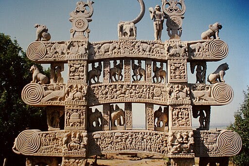 Sanchi, Nordtor des Stupa Nr. 1, Reliefs mit Jātaka-Geschichten