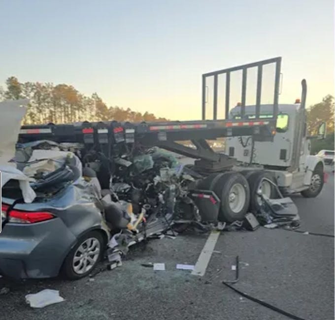 Parrish Man Dies After Crash on I-75 Triggered by Illegal Tractor-Trailer U-Turn