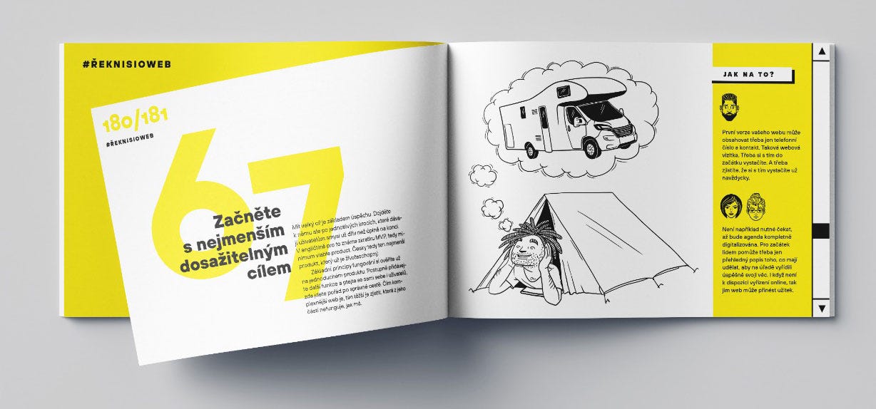 Dvoustrana knihy s tipem 67: Začněte s nejmenším dosažitelným cílem.