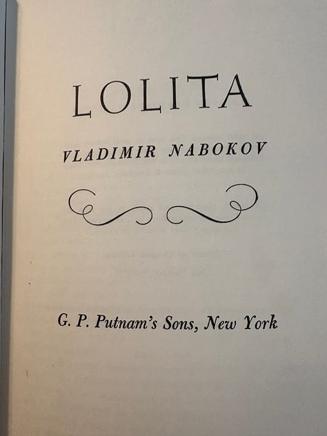 a gallery of Vladimir Nabokov's 1955 edition of Lolita
