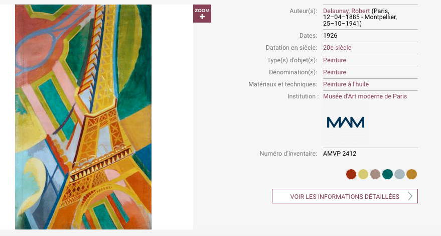 Fiche documentaire du tableau de Robert Delaunay, Tour Eiffel, musée d'art moderne, Paris