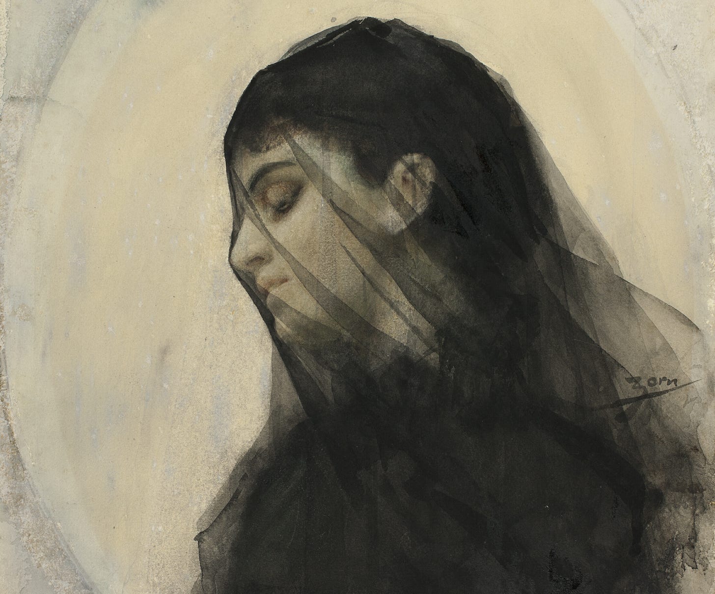 Head of a veiled woman. Head of a veiled woman.