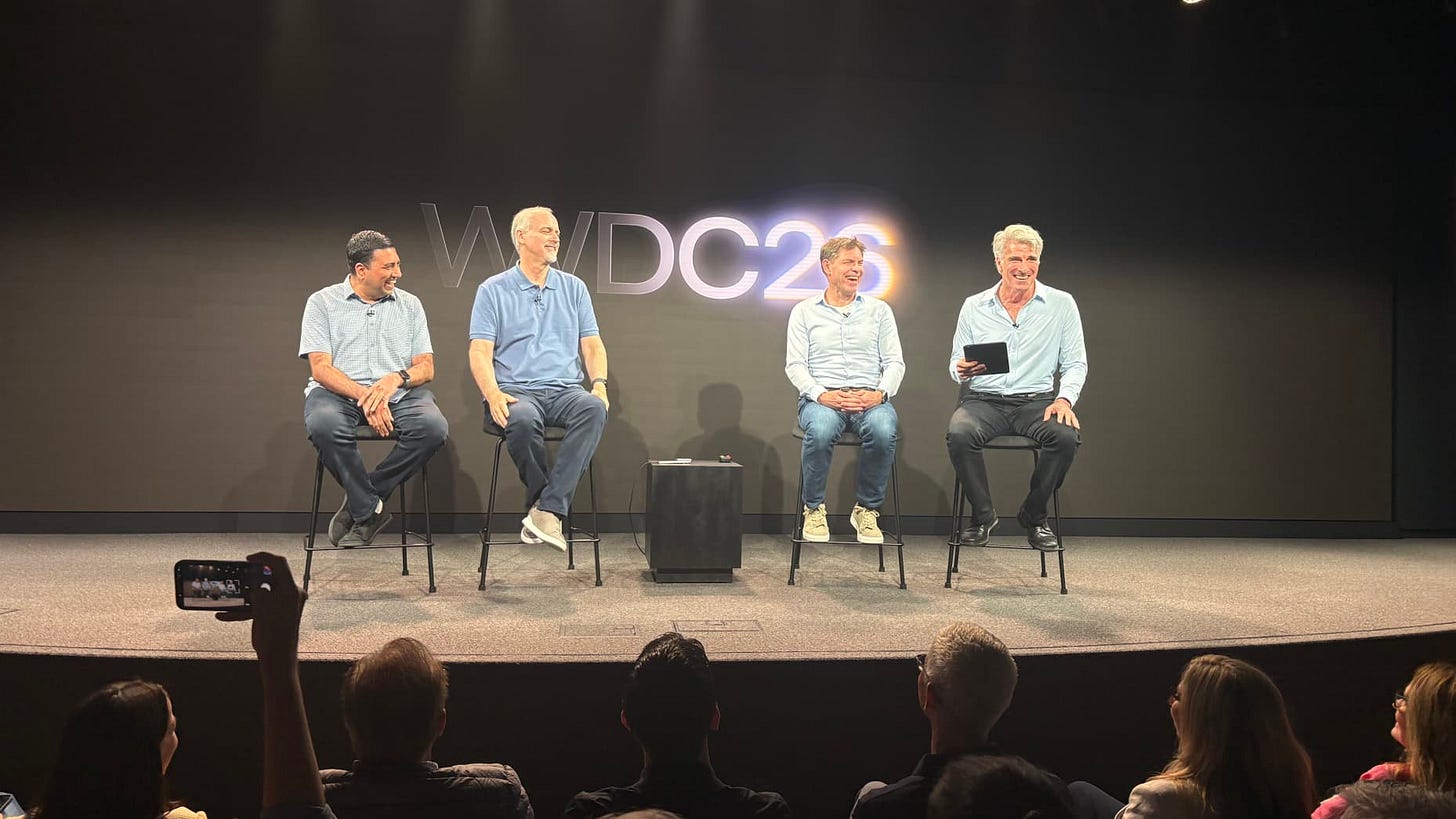 Craig Federighi, senior vice president of Software Engineering during Apple's WWDC at Apple Park on June 8, 2026 in Cupertino, California.