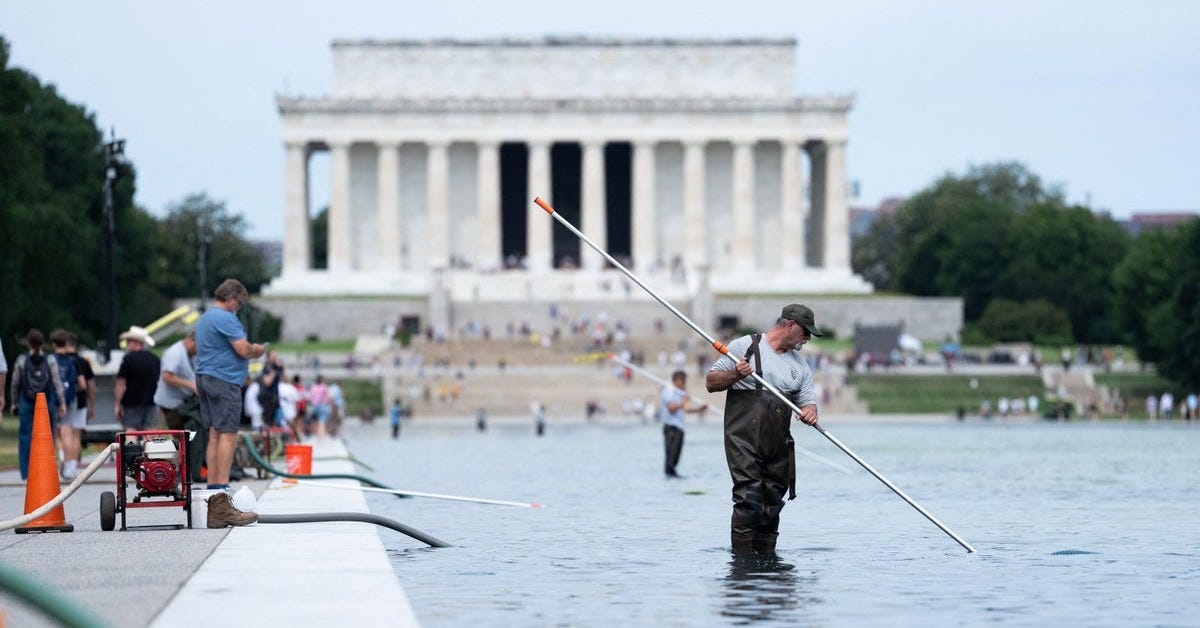 Trump now blaming 'vandalism' for the problems at the Reflecting Pool and  says police are investigating | The Independent