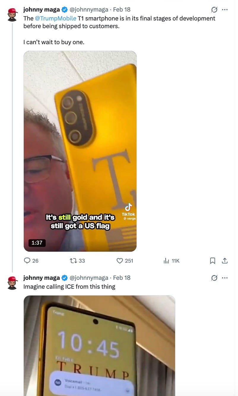 The @TrumpMobile T1 smartphone is in its final stages of development before being shipped to customers.  I can’t wait to buy one.  Imagine calling ICE from this thing.