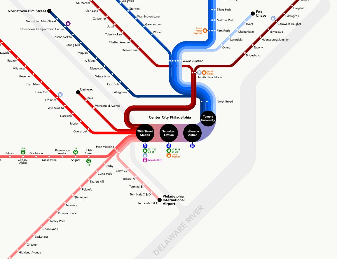 Excerpt from the Wikipedia SEPTA Regional Rail map, available here: https://upload.wikimedia.org/wikipedia/commons/d/d5/SEPTA_Regional_Rail_Diagram.svg