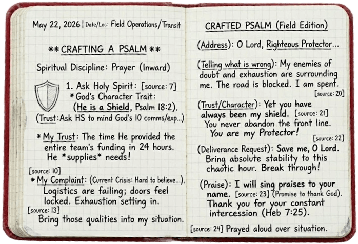 Crafting a Psalm prayer guide template showing a 5 step spiritual discipline process for Christians. Crafting a Psalm prayer guide template showing a 5 step spiritual discipline process for Christians.