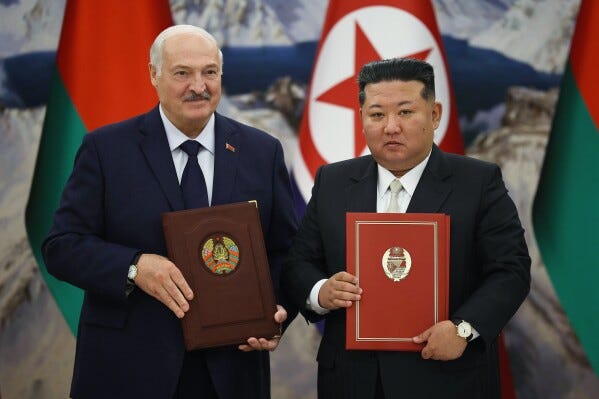 Belarus's Lukashenko and North Korea's Kim Jong Un sign friendship treaty | AP News Belarus's Lukashenko and North Korea's Kim Jong Un sign friendship treaty | AP News