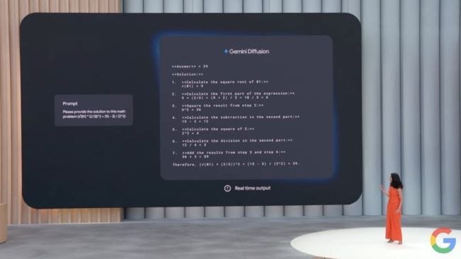 Math problem being solved with Gemini diffusion.