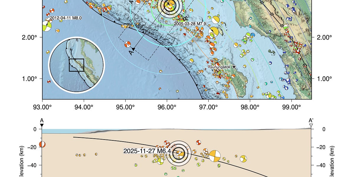 M6.6 earthquake strikes Sunda subduction zone offshore Sumatra