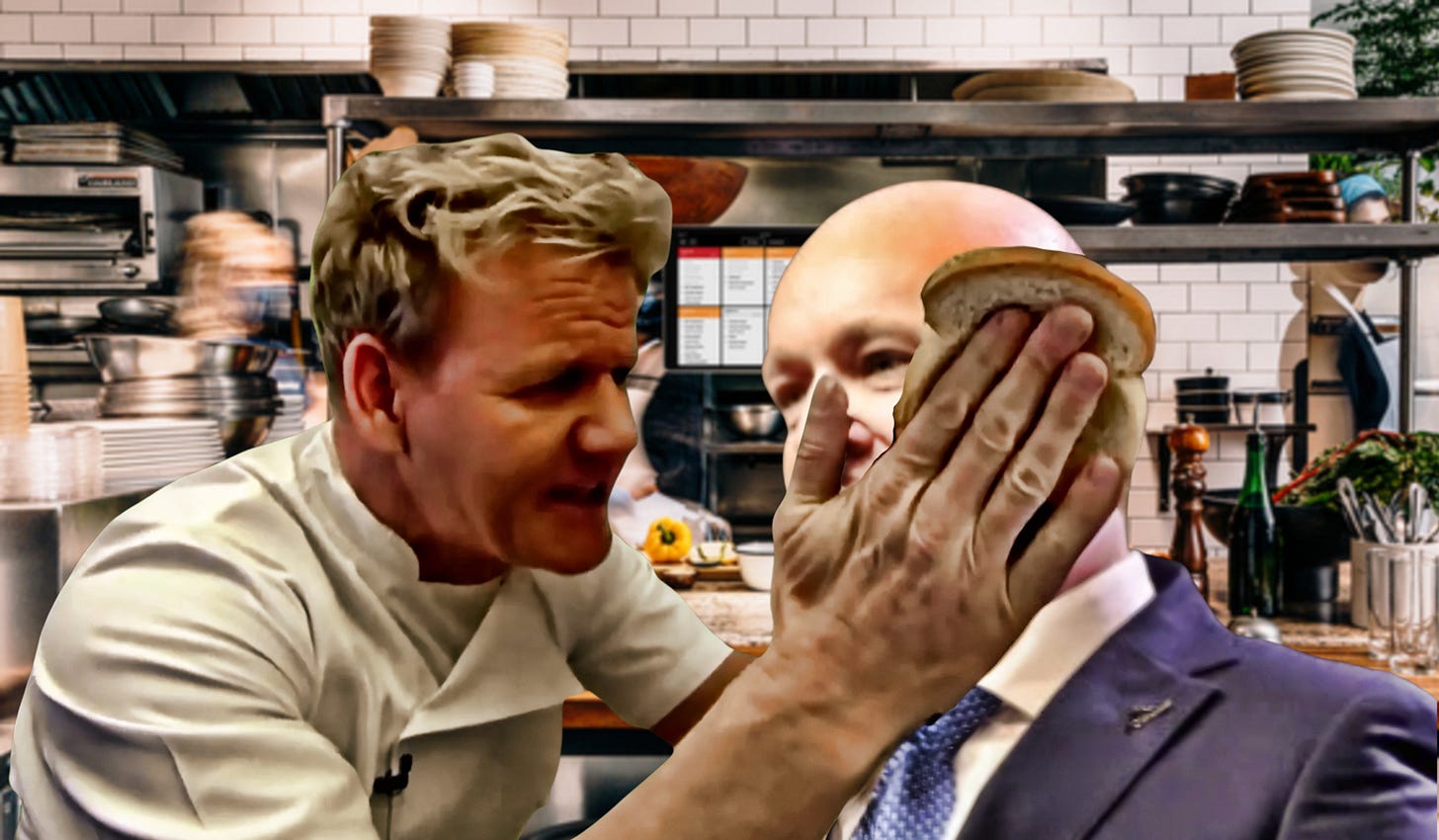 Gordon Ramsay is making Christopher Luxon an idiot sandwich.