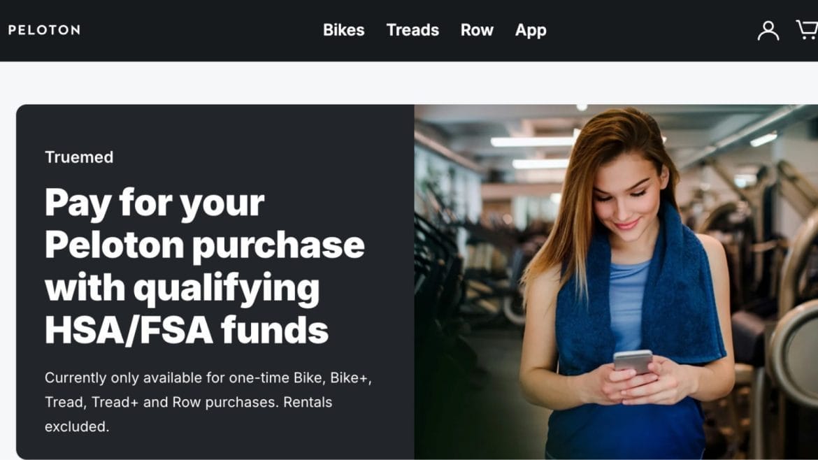 Peloton x Truemed landing page.